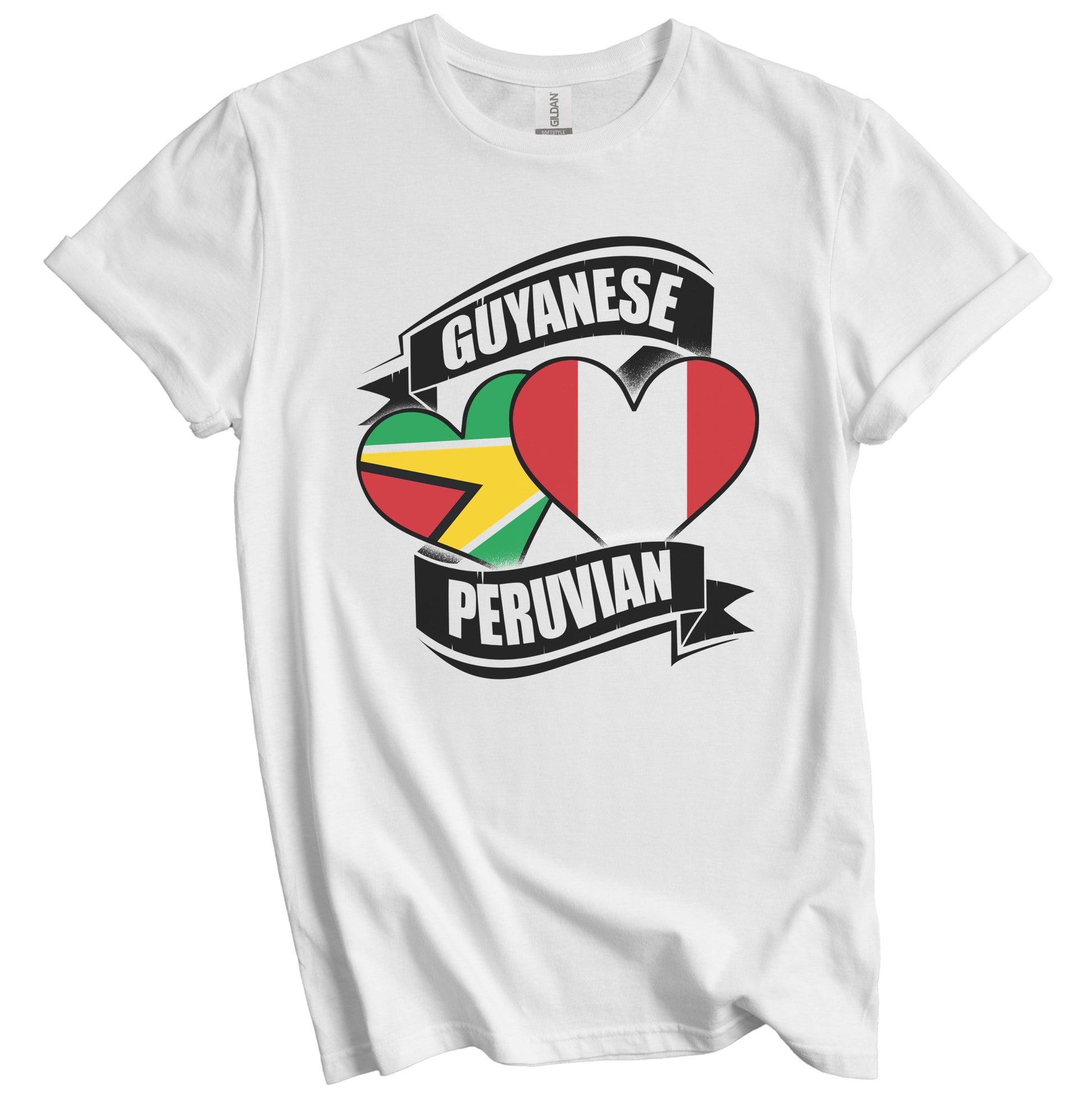 Guyanese Peruvian Hearts Guyana Peru Flags T-Shirt
