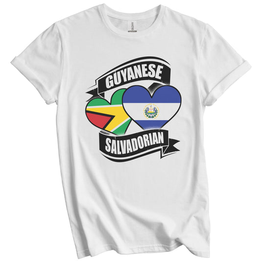 Guyanese Salvadorian Hearts Guyana El Salvador Flags T-Shirt