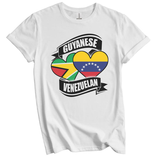 Guyanese Venezuelan Hearts Guyana Venezuela Flags T-Shirt