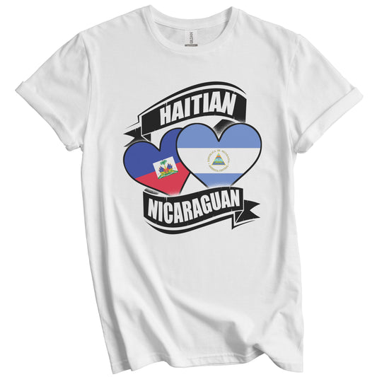 Haitian Nicaraguan Hearts Haiti Nicaragua Flags T-Shirt