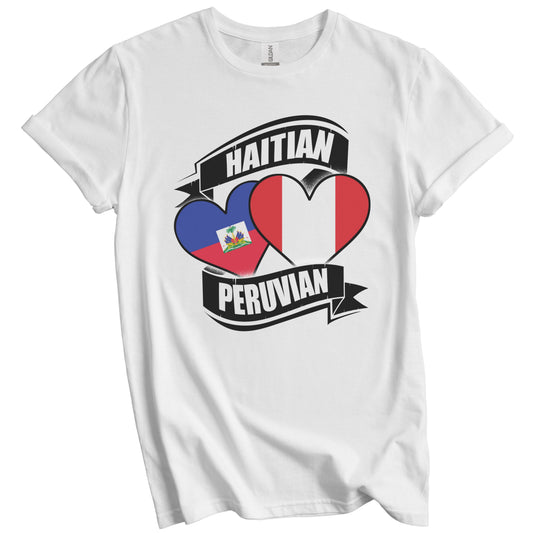 Haitian Peruvian Hearts Haiti Peru Flags T-Shirt