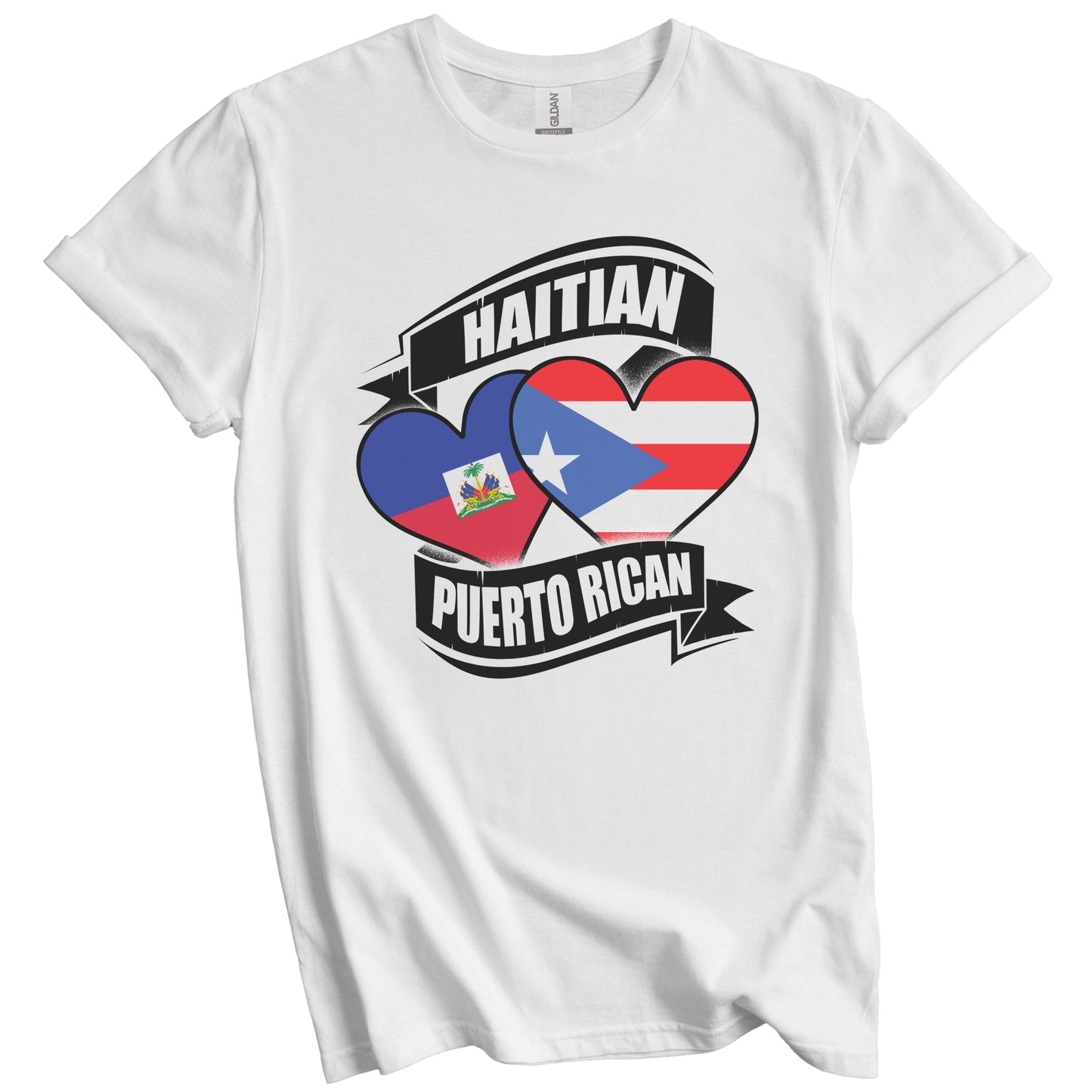 Haitian Puerto Rican Hearts Haiti Puerto Rico Flags T-Shirt