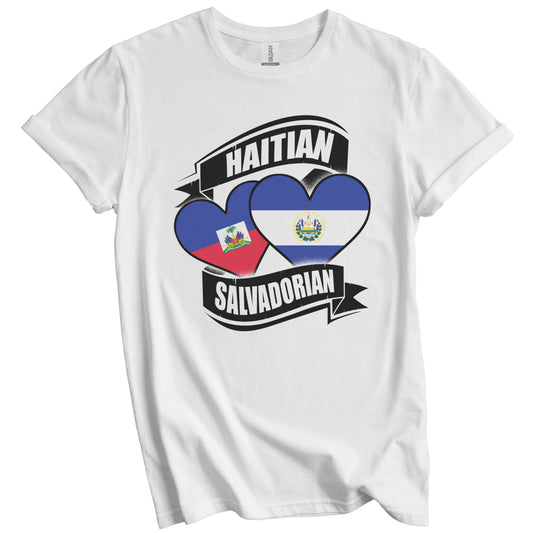 Haitian Salvadorian Hearts Haiti El Salvador Flags T-Shirt