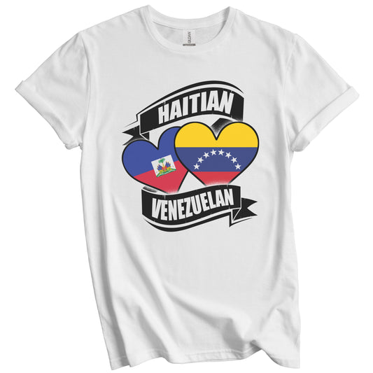 Haitian Venezuelan Hearts Haiti Venezuela Flags T-Shirt