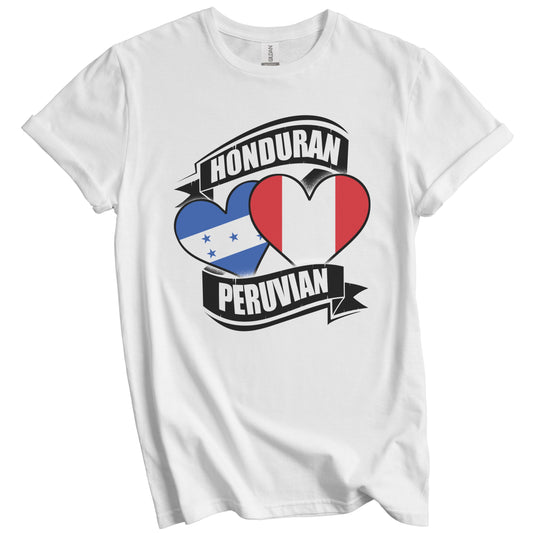 Honduran Peruvian Hearts Honduras Peru Flags T-Shirt