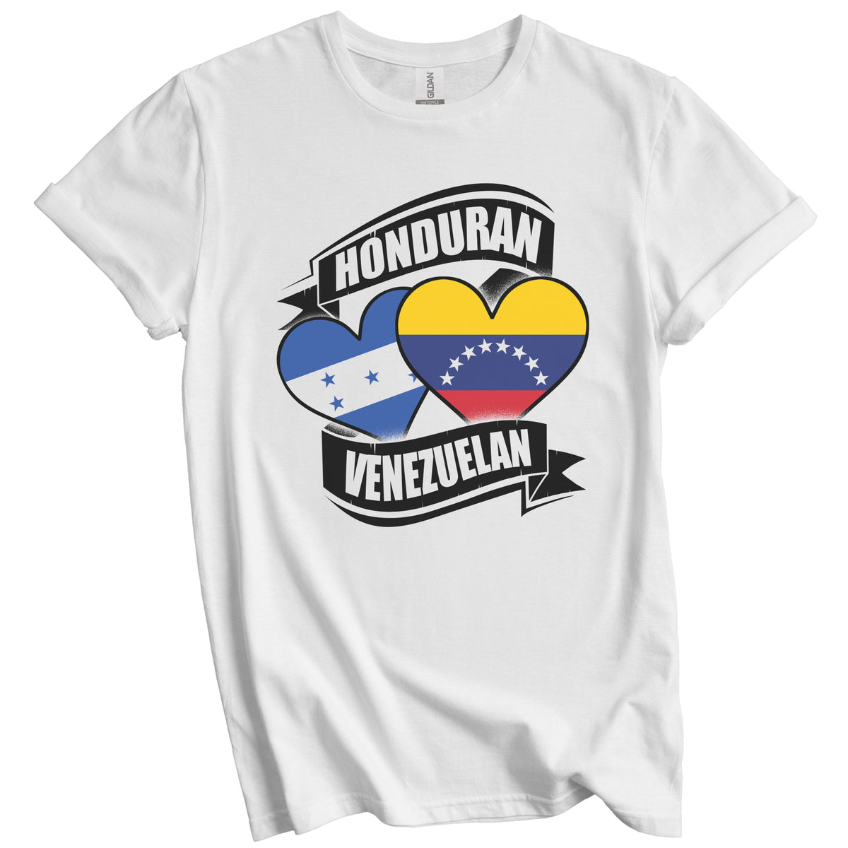 Honduran Venezuelan Hearts Honduras Venezuela Flags T-Shirt