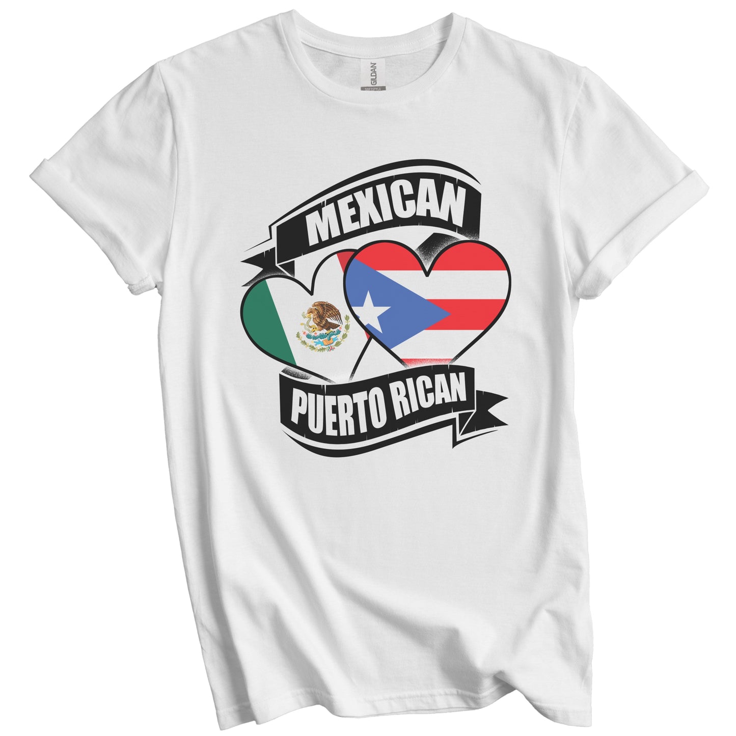 Mexican Puerto Rican Hearts Mexico Puerto Rico Flags T-Shirt