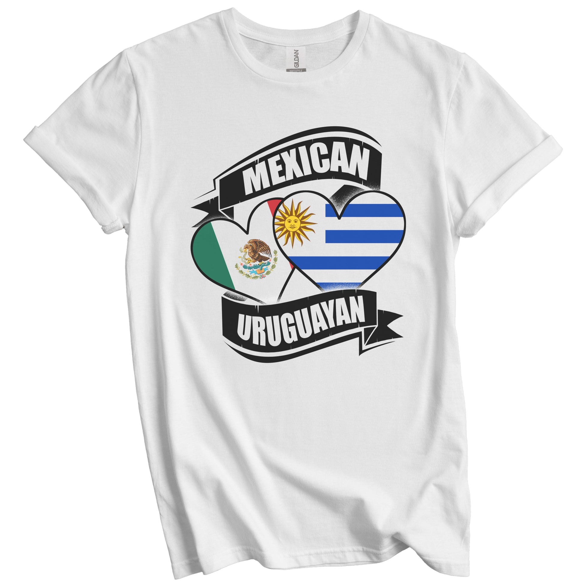 Mexican Uruguayan Hearts Mexico Uruguay Flags T-Shirt