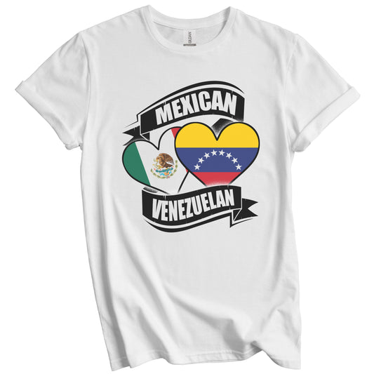 Mexican Venezuelan Hearts Mexico Venezuela Flags T-Shirt