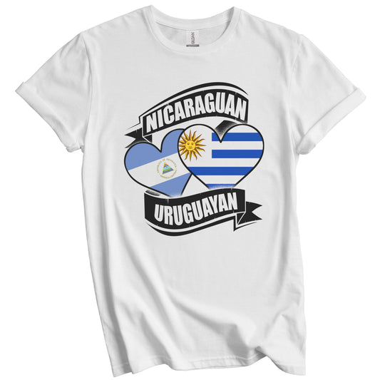 Nicaraguan Uruguayan Hearts Nicaragua Uruguay Flags T-Shirt