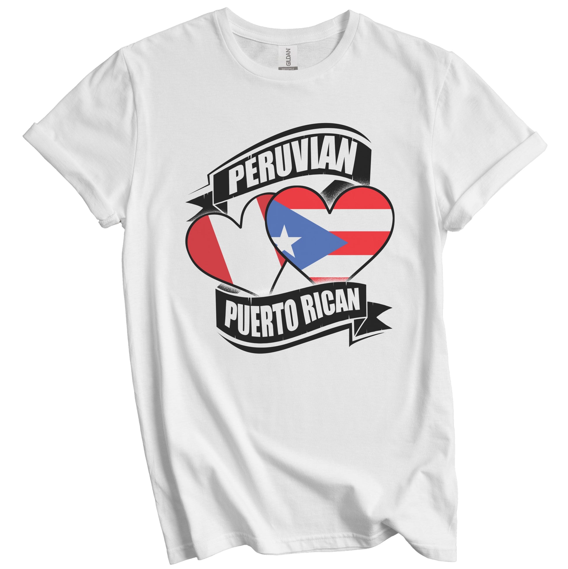 Peruvian Puerto Rican Hearts Peru Puerto Rico Flags T-Shirt