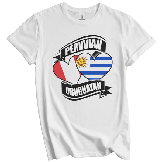 Peruvian Uruguayan Hearts Peru Uruguay Flags T-Shirt