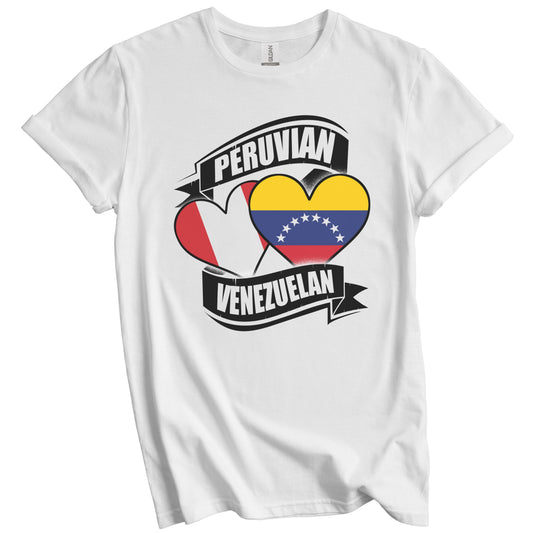 Peruvian Venezuelan Hearts Peru Venezuela Flags T-Shirt