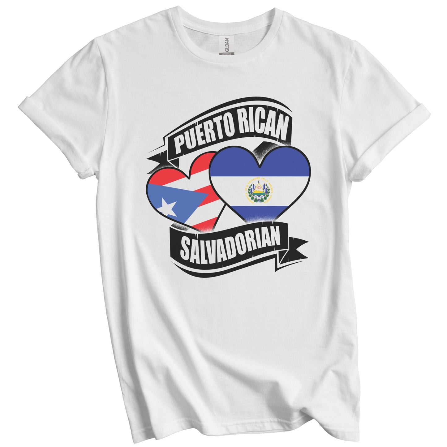 Puerto Rican Salvadorian Hearts Puerto Rico El Salvador Flag T-Shirt