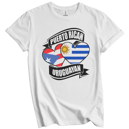 Puerto Rican Uruguayan Hearts Puerto Rico Uruguay Flags T-Shirt