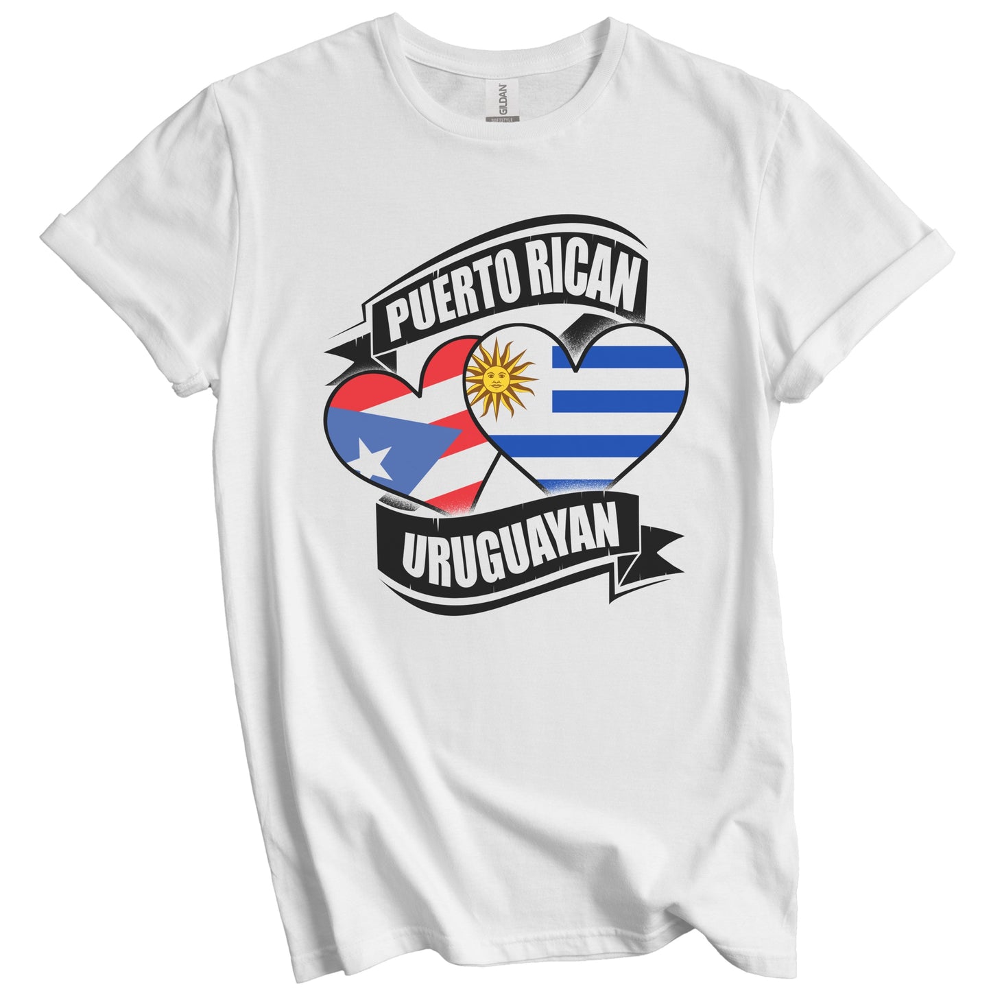 Puerto Rican Uruguayan Hearts Puerto Rico Uruguay Flags T-Shirt