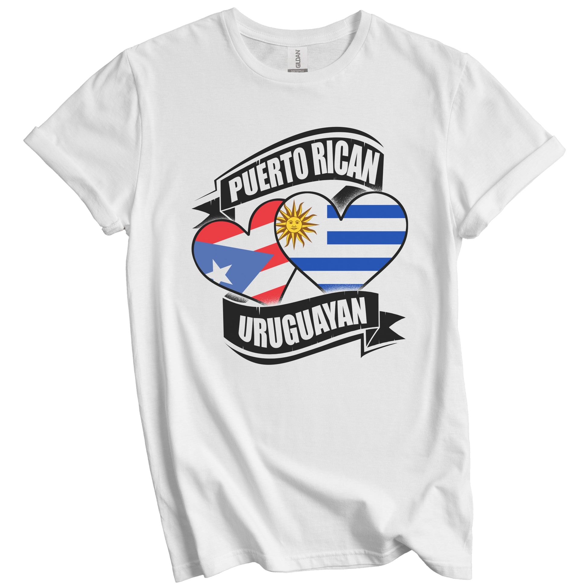 Puerto Rican Uruguayan Hearts Puerto Rico Uruguay Flags T-Shirt