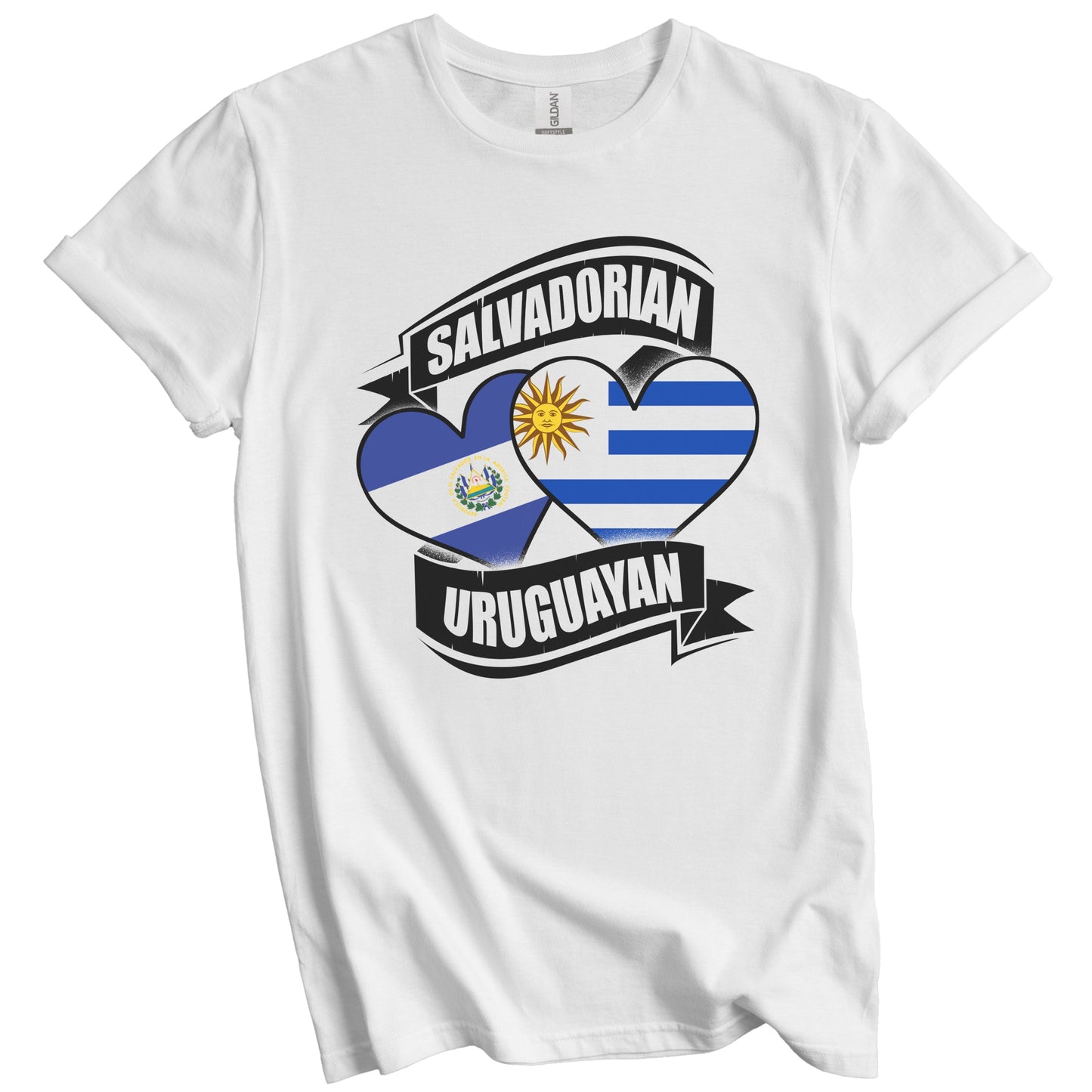 Salvadorian Uruguayan Hearts El Salvador Uruguay Flags T-Shirt
