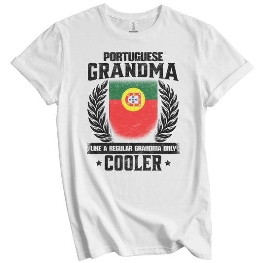 Portuguese Grandma Funny Portugal Flag Grandmother Grandparents Day T-Shirt - Portuguese Grandma Like A Regular Grandma Only Cooler