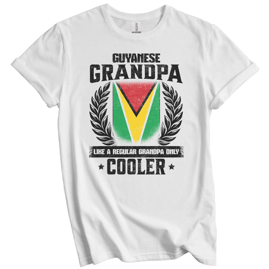 Guyanese Grandpa Funny Guyana Flag Grandfather Grandparents Day T-Shirt - Guyanese Grandpa Like A Regular Grandpa Only Cooler