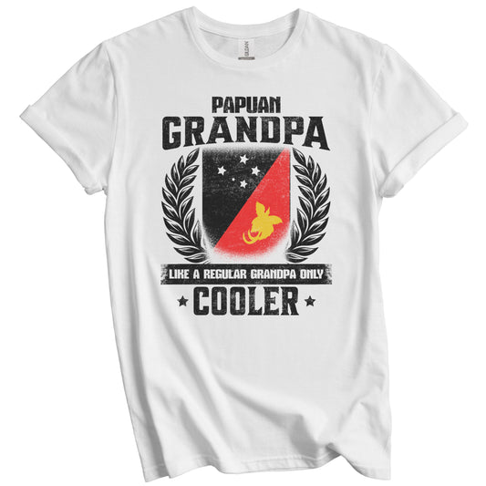 Papuan Grandpa Funny Papua New Guinea Flag Grandfather Grandparents Day T-Shirt - Papuan Grandpa Like A Regular Grandpa Only Cooler
