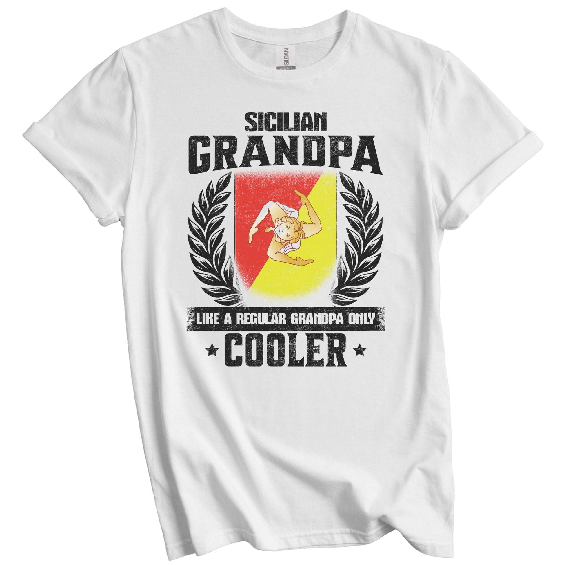 Sicilian Grandpa Funny Sicily Flag Grandfather Grandparents Day T-Shirt - Sicilian Grandpa Like A Regular Grandpa Only Cooler