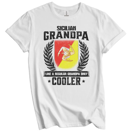 Sicilian Grandpa Funny Sicily Flag Grandfather Grandparents Day T-Shirt - Sicilian Grandpa Like A Regular Grandpa Only Cooler