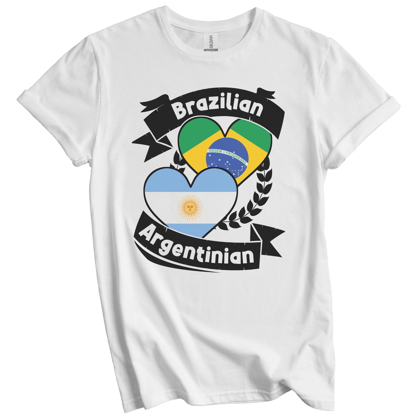 Brazilian Argentinian Heart Flags Brazil Argentina T-Shirt