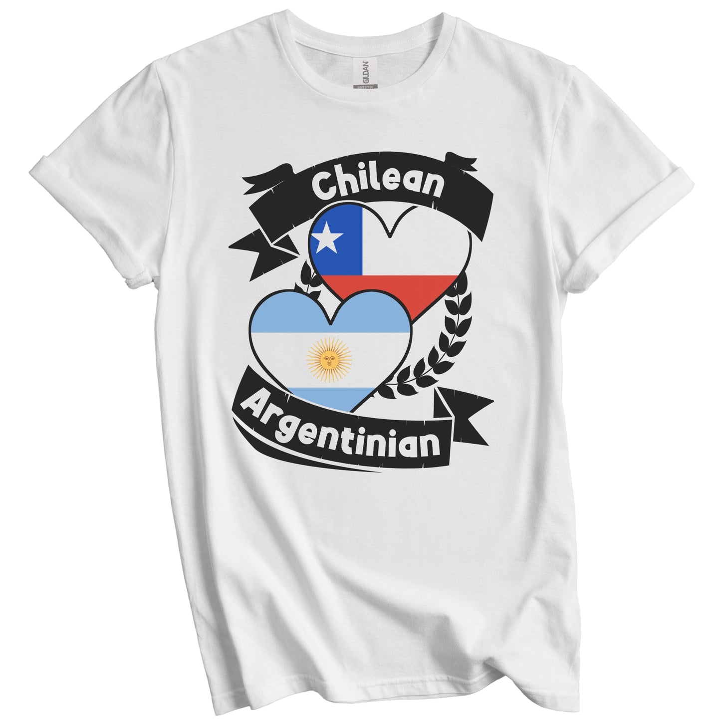 Chilean Argentinian Heart Flags Chile Argentina T-Shirt