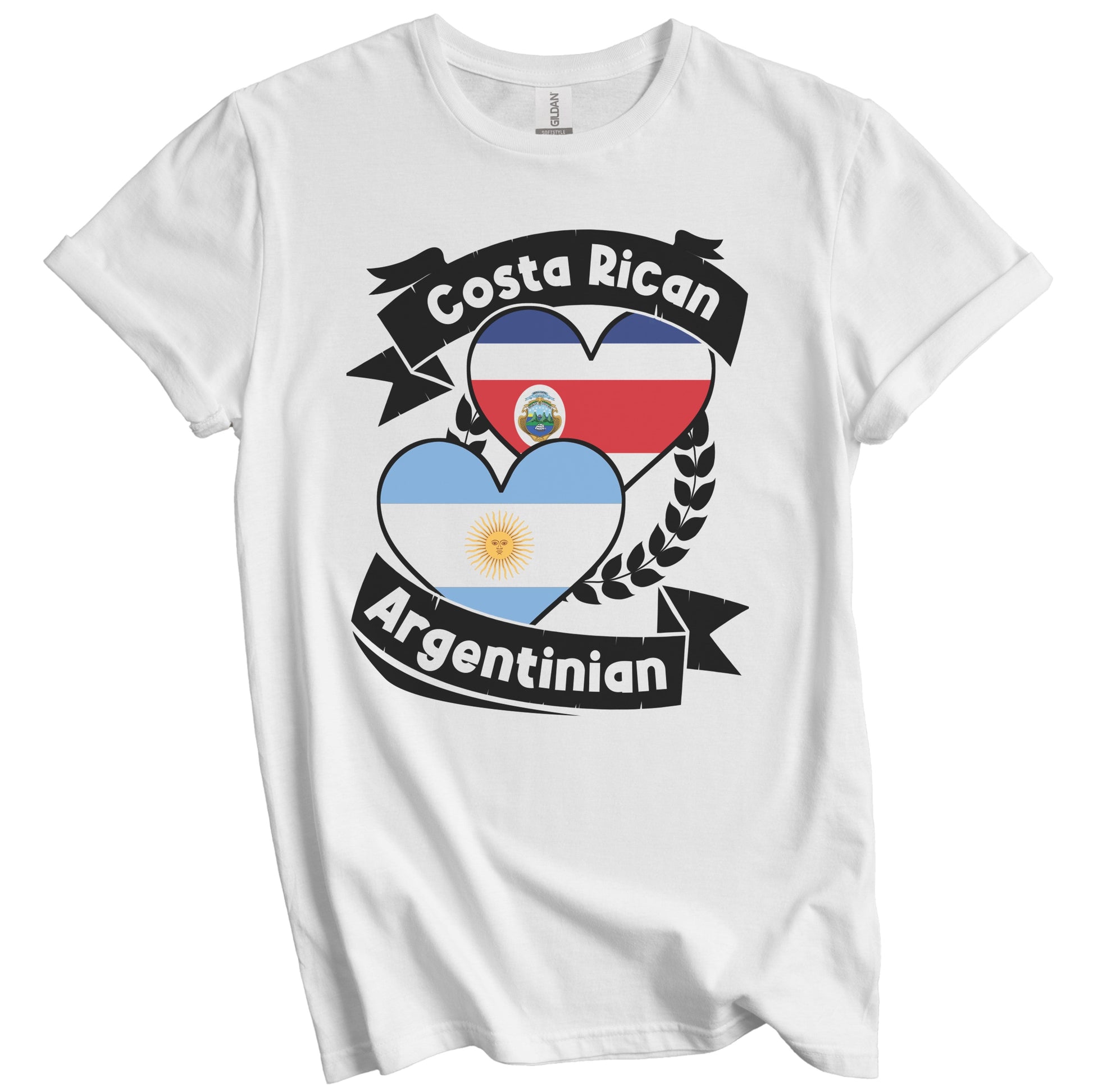 Costa Rican Argentinian Heart Flags Costa Rica Argentina T-Shirt