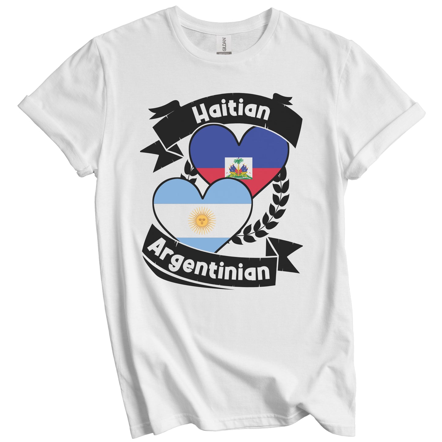 Haitian Argentinian Heart Flags Haiti Argentina T-Shirt