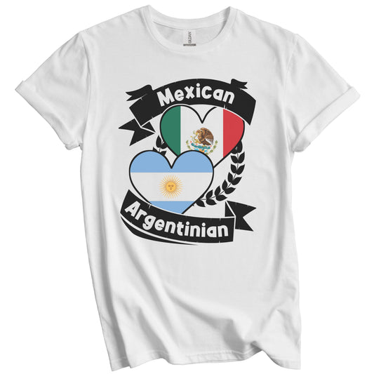 Mexican Argentinian Heart Flags Mexico Argentina T-Shirt