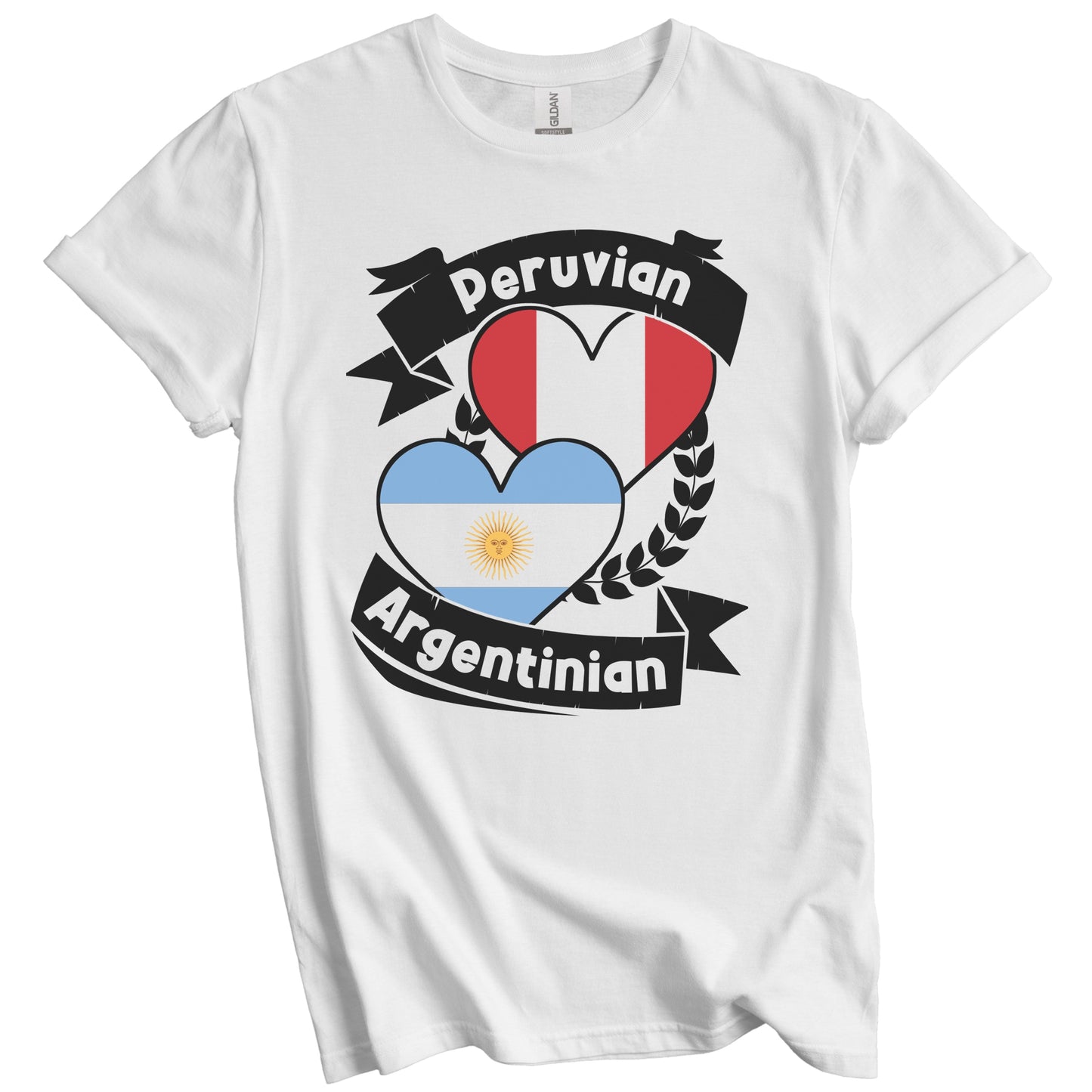 Peruvian Argentinian Heart Flags Peru Argentina T-Shirt