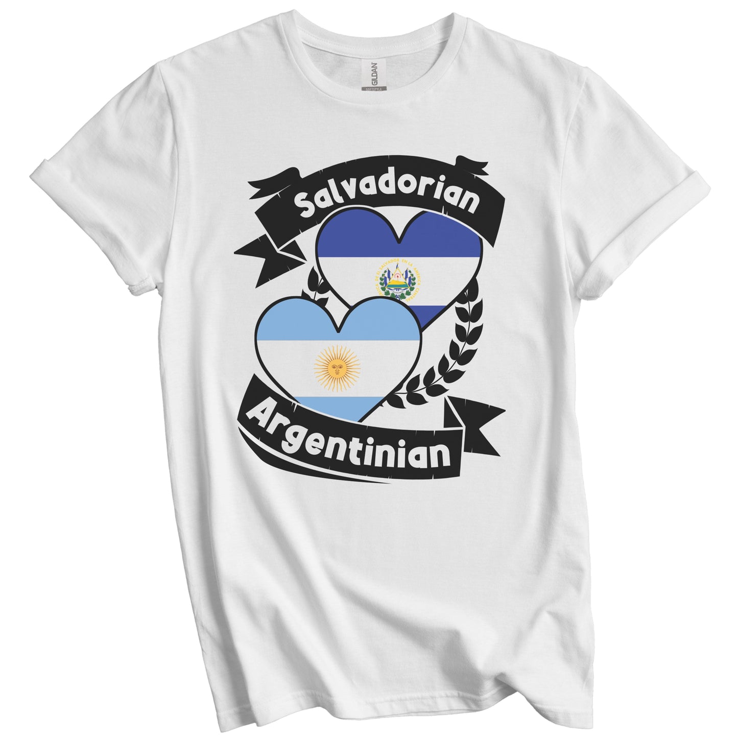 Salvadorian Argentinian Heart Flags El Salvador Argentina T-Shirt