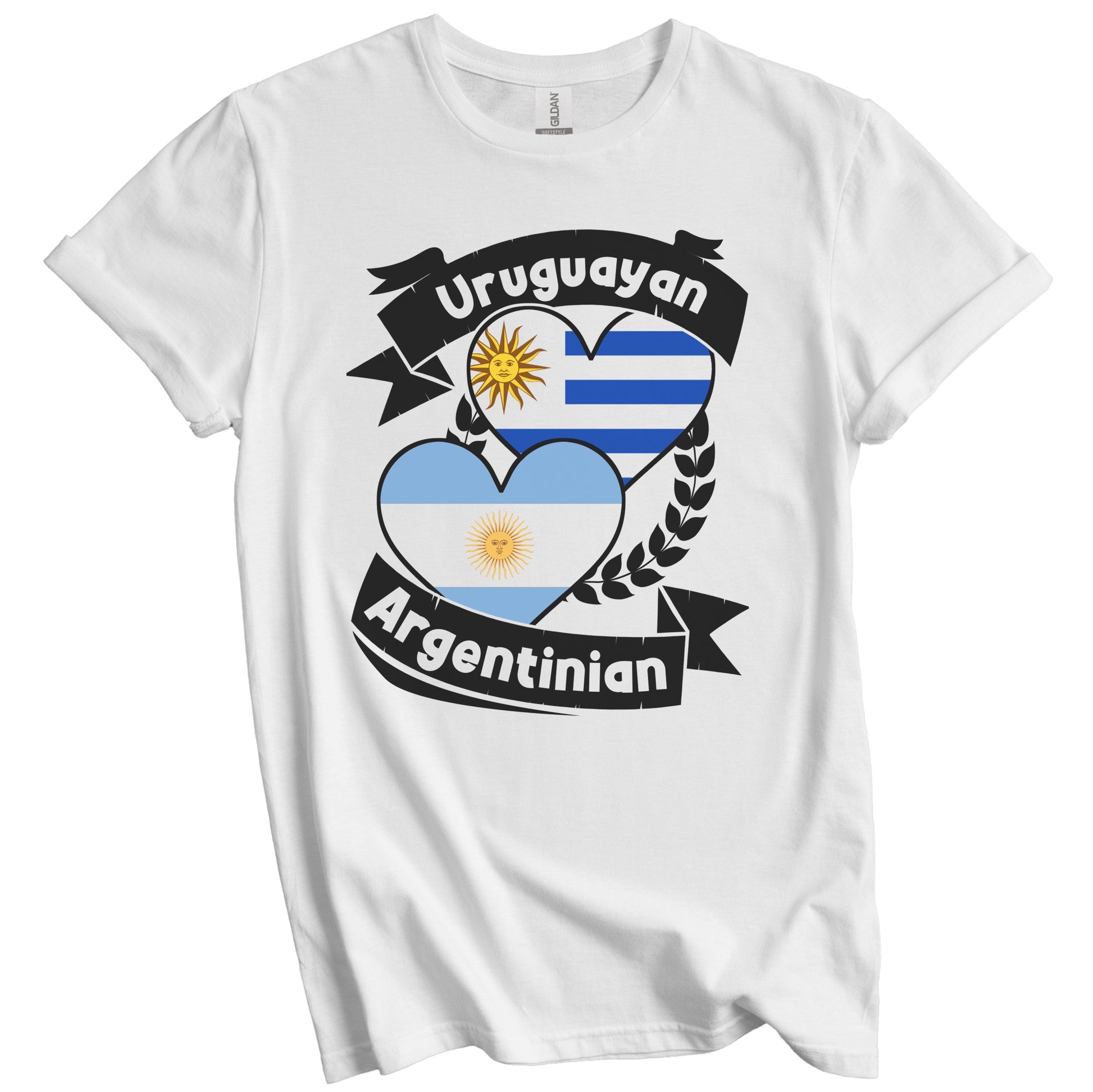 Uruguayan Argentinian Heart Flags Uruguay Argentina T-Shirt