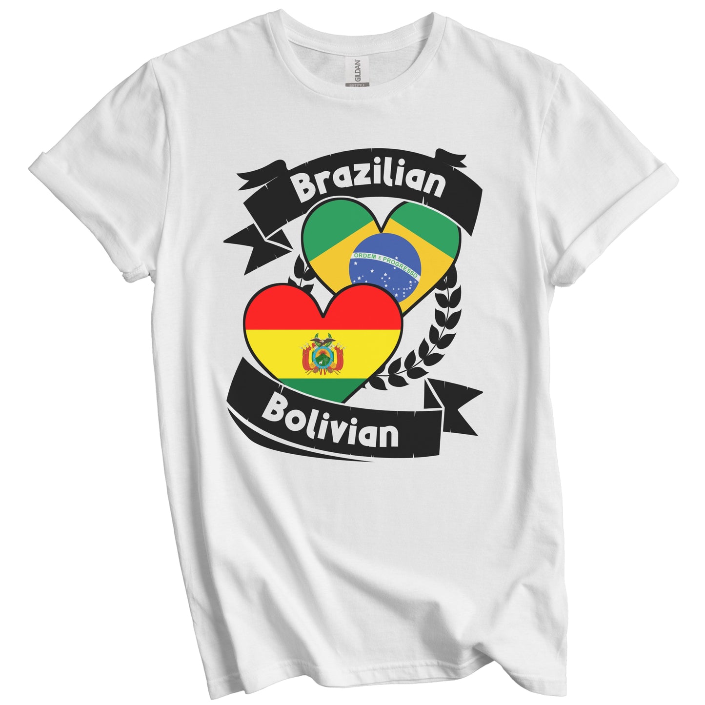 Brazilian Bolivian Heart Flags Brazil Bolivia T-Shirt