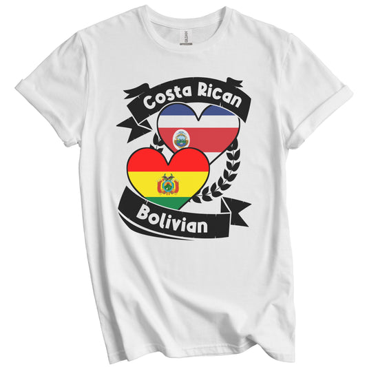 Costa Rican Bolivian Heart Flags Costa Rica Bolivia T-Shirt