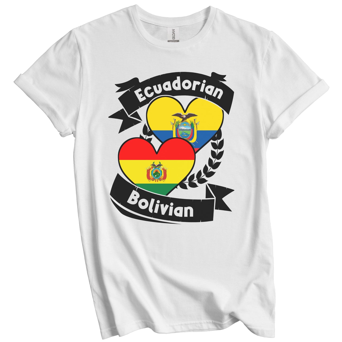 Ecuadorian Bolivian Heart Flags Ecuador Bolivia T-Shirt