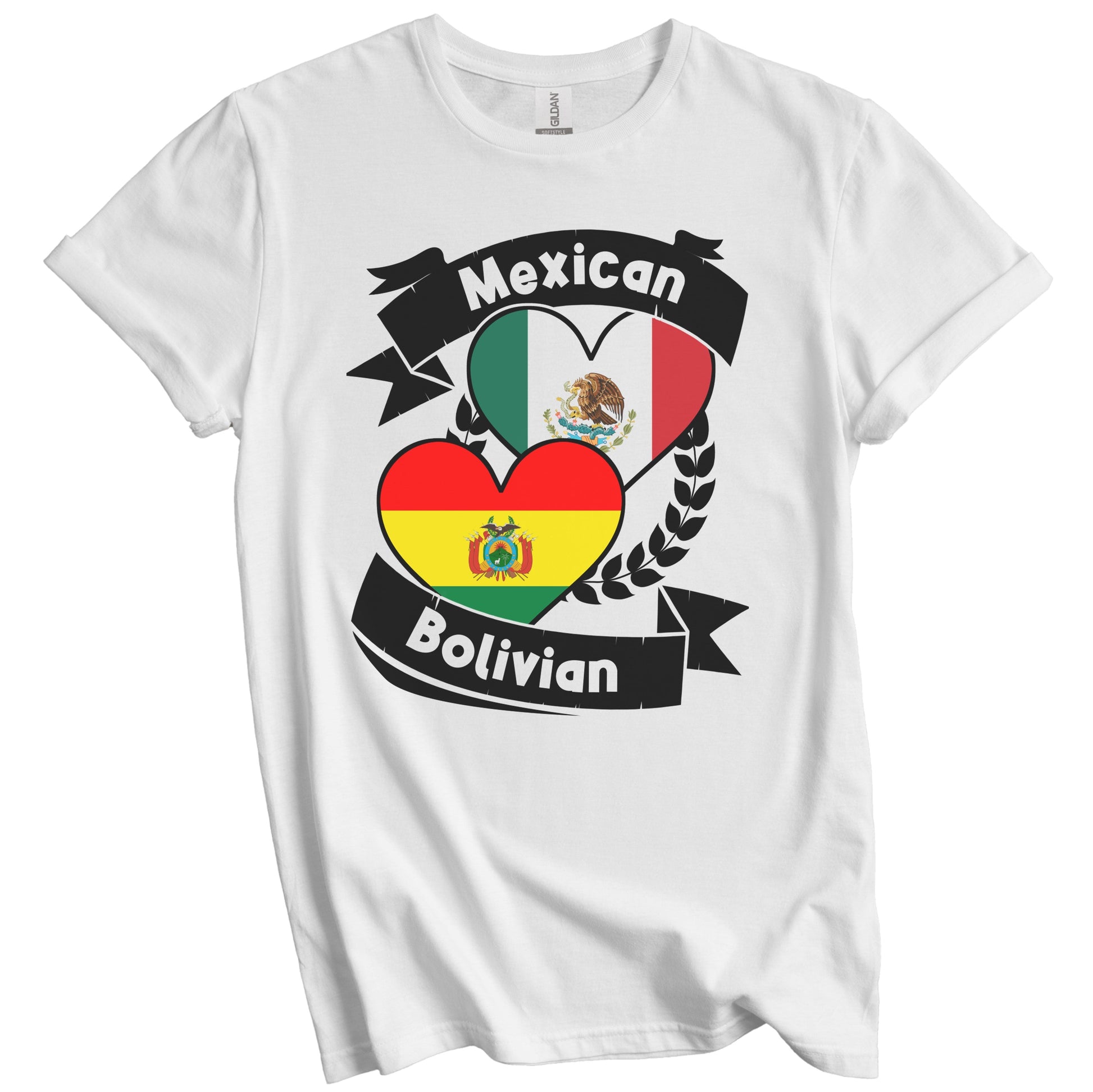 Mexican Bolivian Heart Flags Mexico Bolivia T-Shirt