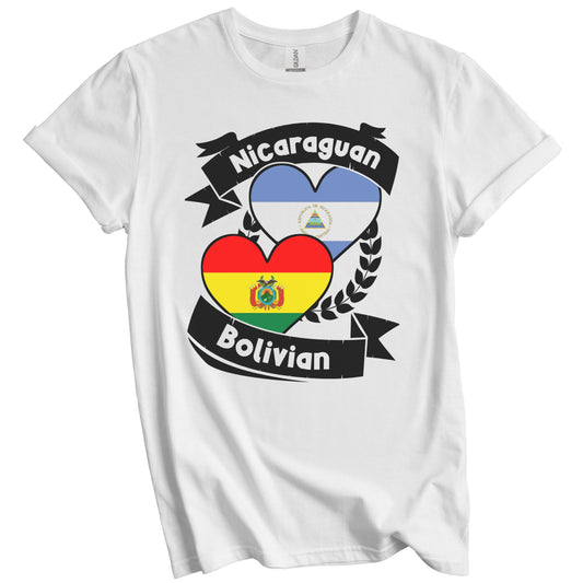 Nicaraguan Bolivian Heart Flags Nicaragua Bolivia T-Shirt
