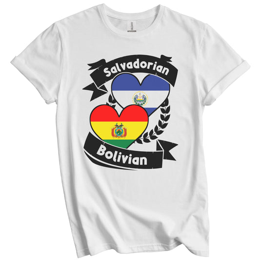 Salvadorian Bolivian Heart Flags El Salvador Bolivia T-Shirt