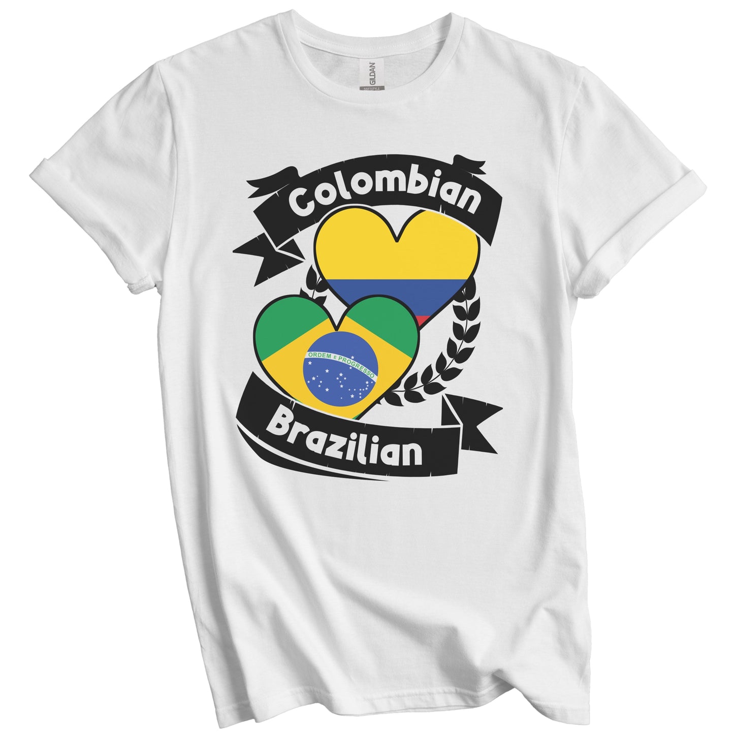 Colombian Brazilian Heart Flags Colombia Brazil T-Shirt