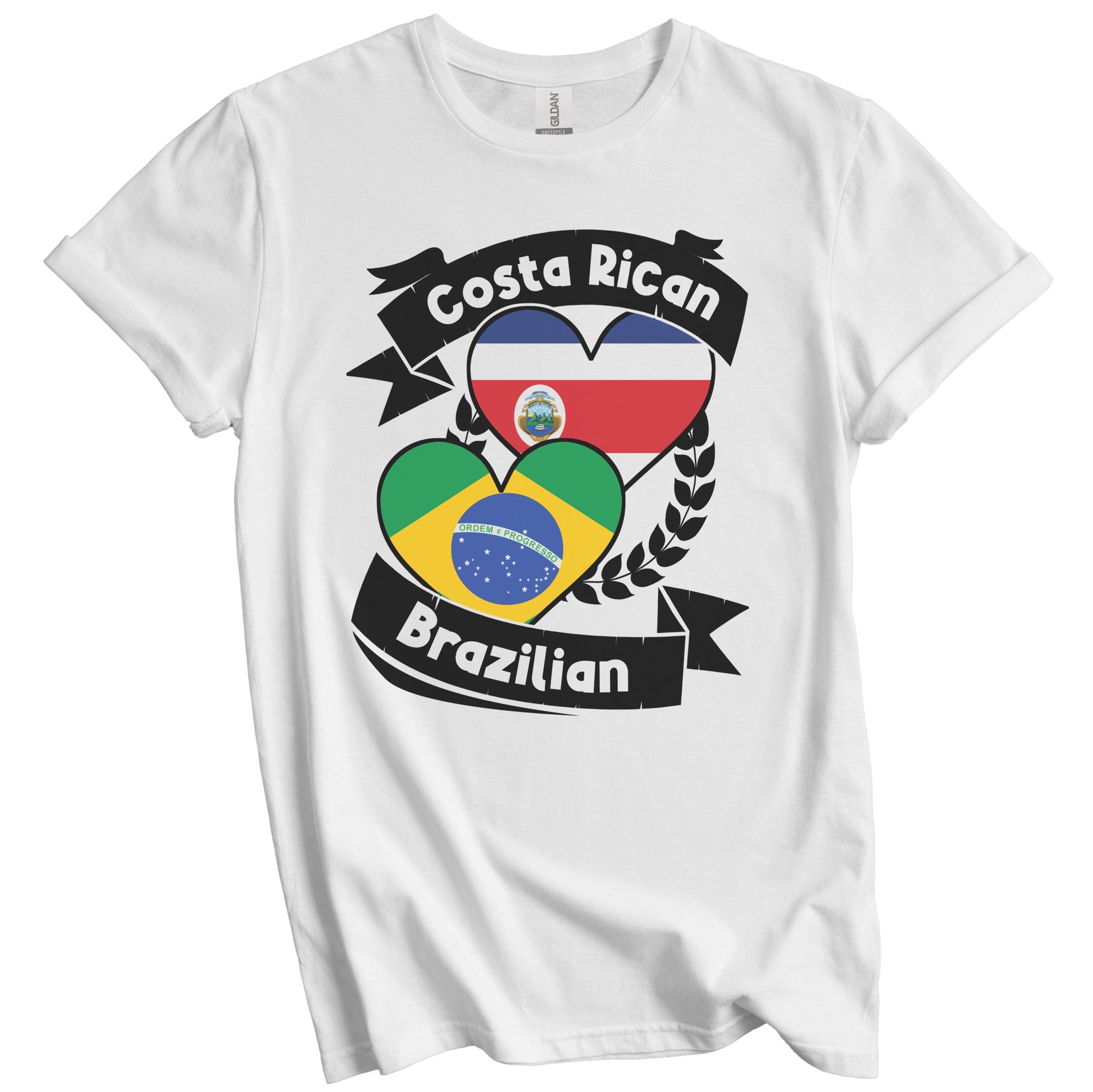 Costa Rican Brazilian Heart Flags Costa Rica Brazil T-Shirt