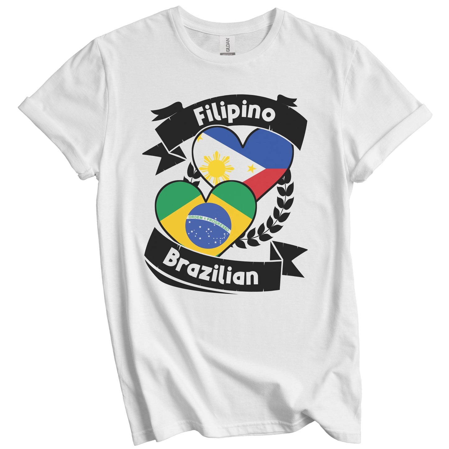 Filipino Brazilian Heart Flags Philippines Brazil T-Shirt