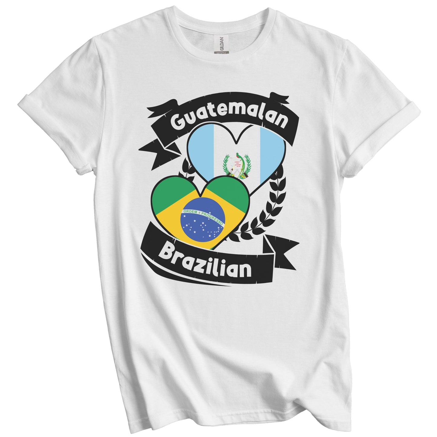 Guatemalan Brazilian Heart Flags Guatemala Brazil T-Shirt