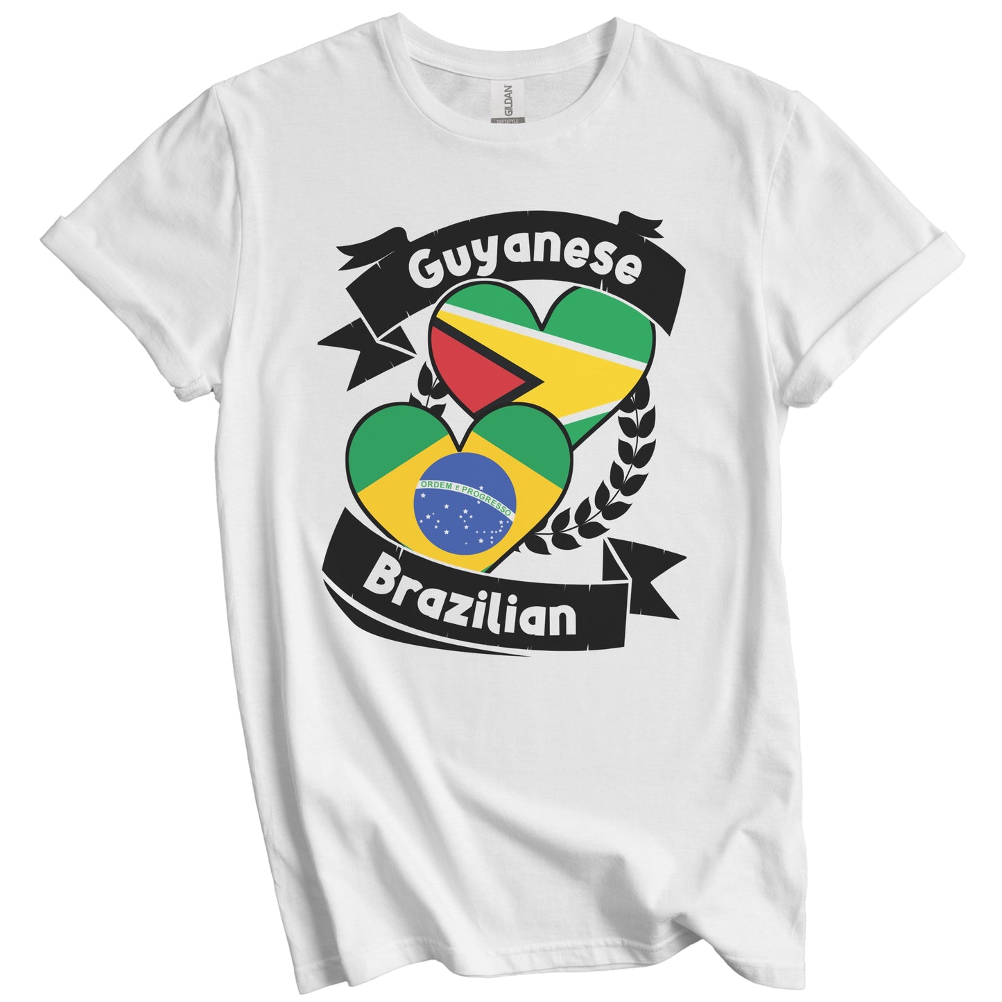Guyanese Brazilian Heart Flags Guyana Brazil T-Shirt