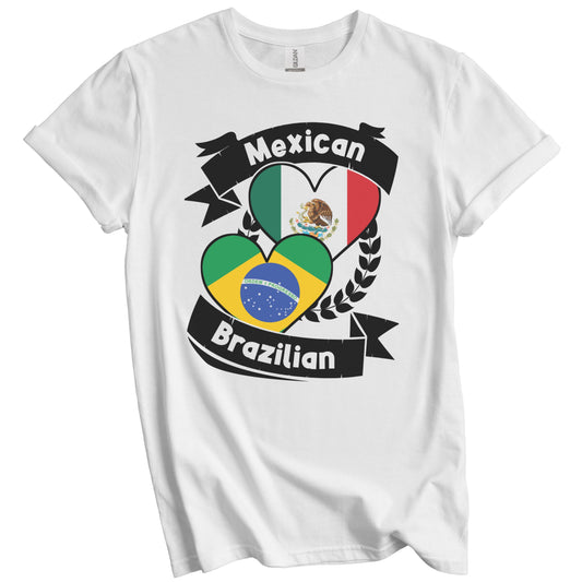 Mexican Brazilian Heart Flags Mexico Brazil T-Shirt