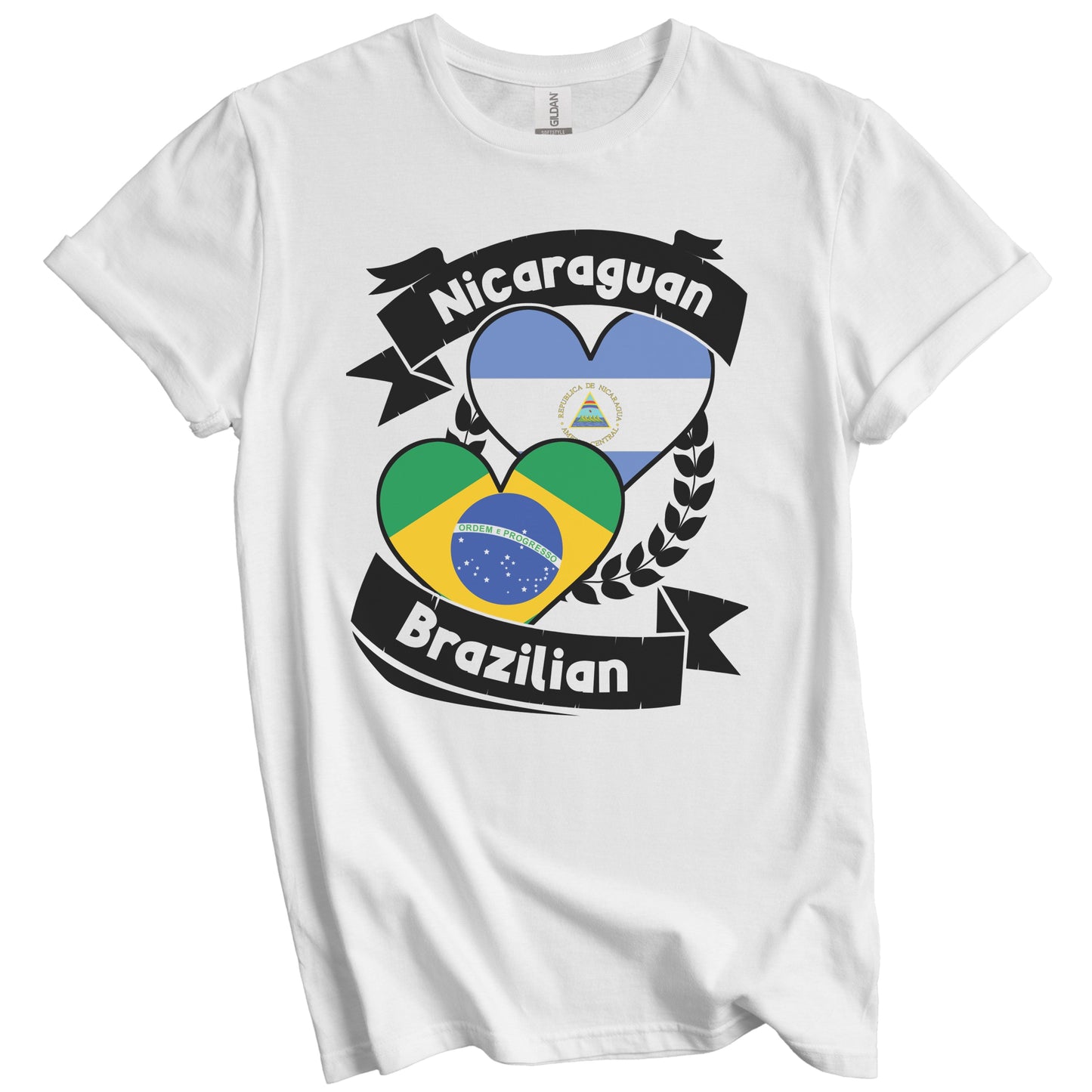 Nicaraguan Brazilian Heart Flags Nicaragua Brazil T-Shirt