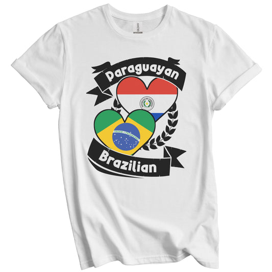 Paraguayan Brazilian Heart Flags Paraguay Brazil T-Shirt