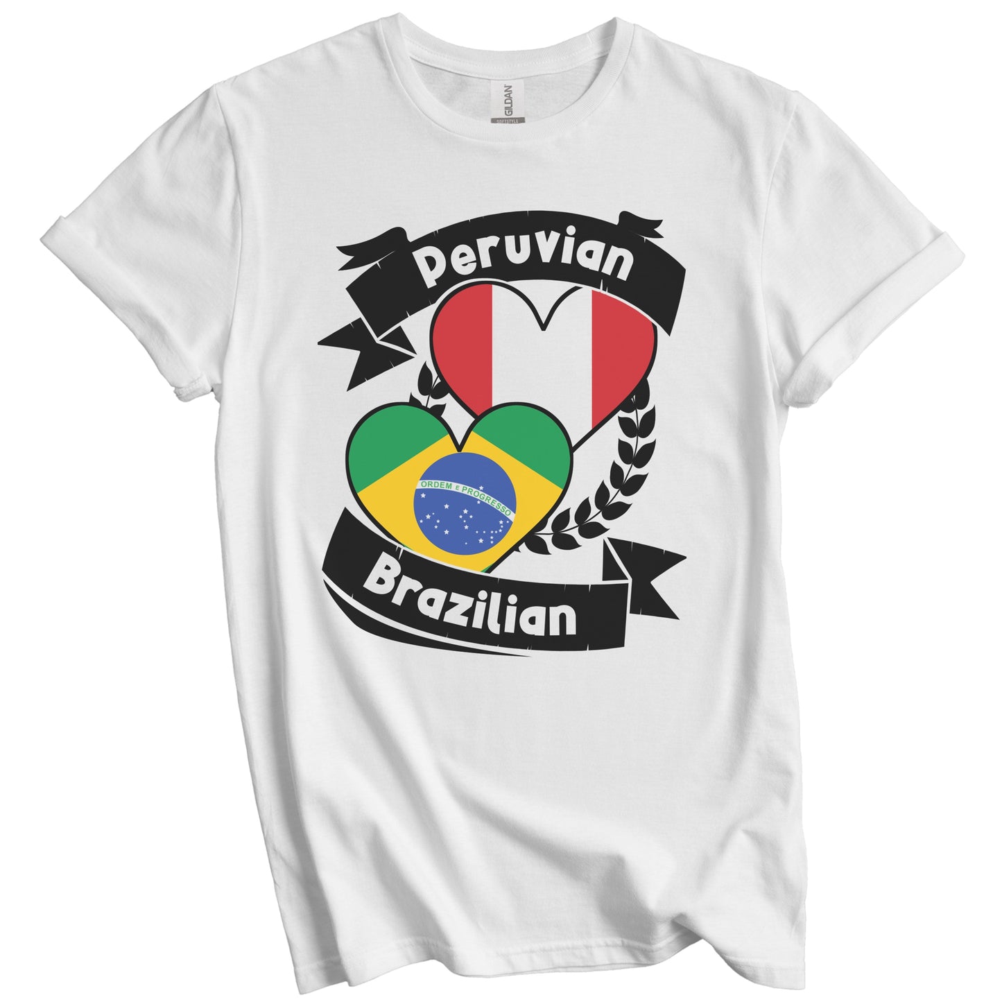Peruvian Brazilian Heart Flags Peru Brazil T-Shirt